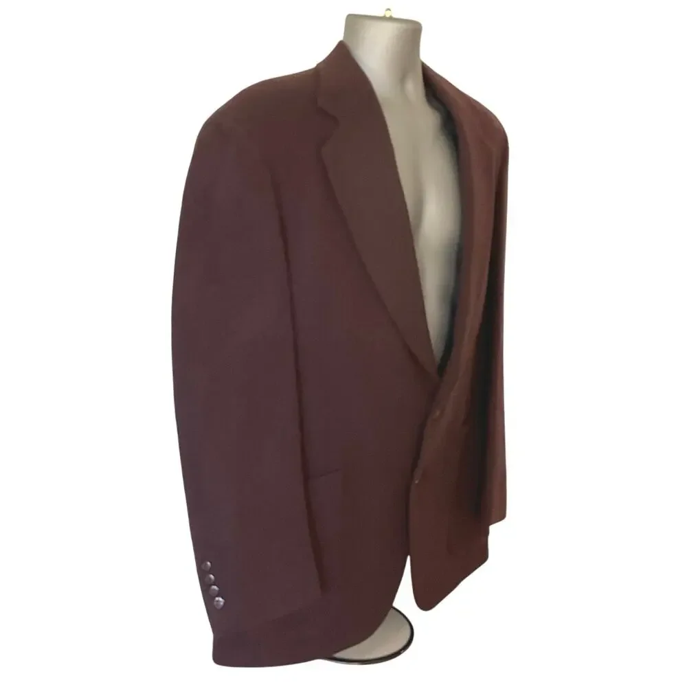 Vintage Strathmore Sport Coat 44R Burgundy 100% Pure Wool Blazer Mens USA